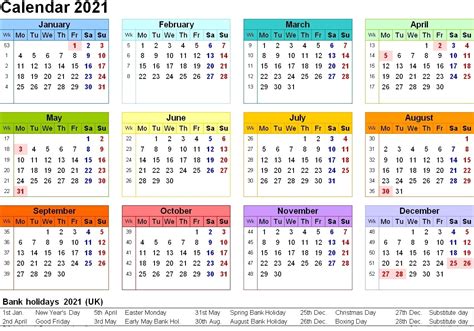 12 Month 2021 Printable Calendar Type On Template Calendar Design
