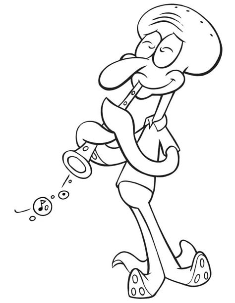 Smiling Squidward Tentacles Coloring Page Free Printable Coloring