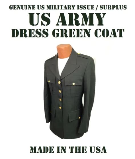 Us Army Military Service Dress Green Uniform Coat Jacket Mens 33l