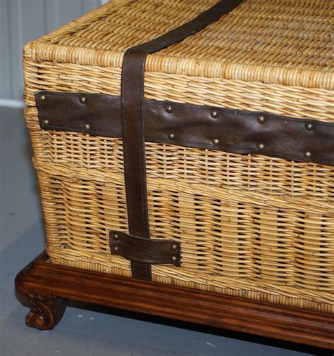 Buy target marketing systems vintage trunk style living room coffee table with lift top storage and bottom shelf, brown: Ralph Lauren Marseilles Wicker Luggage Trunk Coffee Table ...