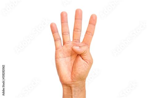 Man Hand Show Four Fingers Stock Photo And Royalty Free Images On
