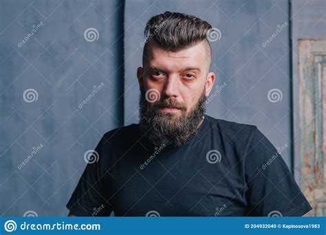 Stylish Bearded Hipster Male Portrait Of A Brunette Man With A Beard