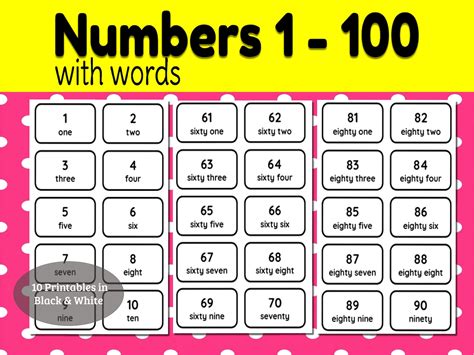 Large Printable Numbers 1 100 Word