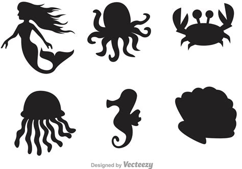 Sea Life Silhouette Icons Download Free Vector Art Stock Graphics