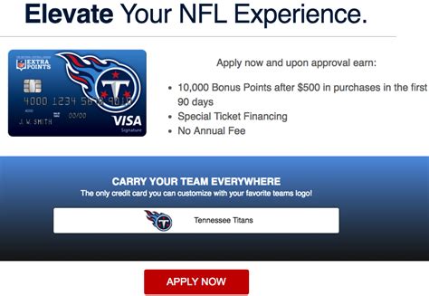 Apply for credit card or compare our wide range of credit cards to find the best card that suits your needs and lifestyle. How to Apply for the Tennessee Titans Extra Points Credit Card