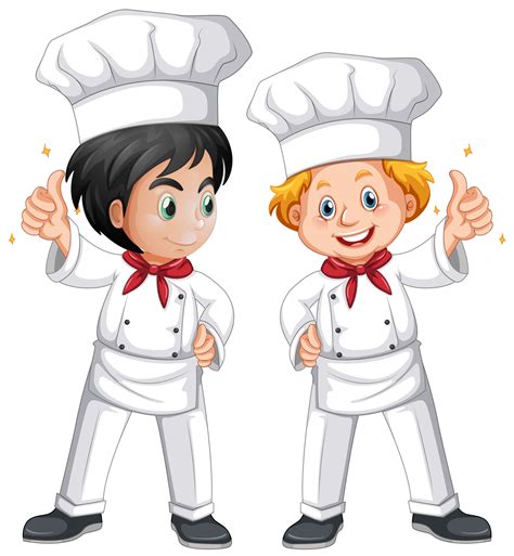 Two Male Chef In White Costume 432251 Vector Art At Vecteezy
