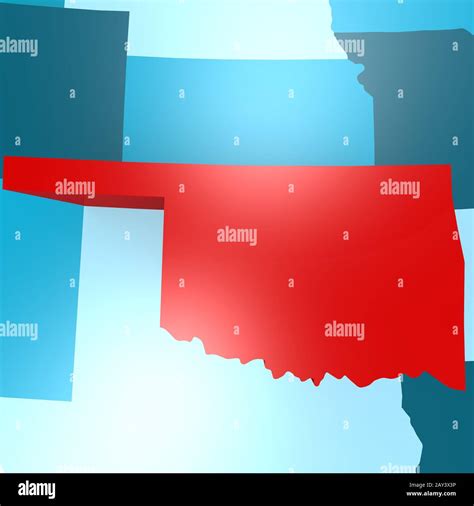 Oklahoma Map On Blue Usa Map Stock Photo Alamy