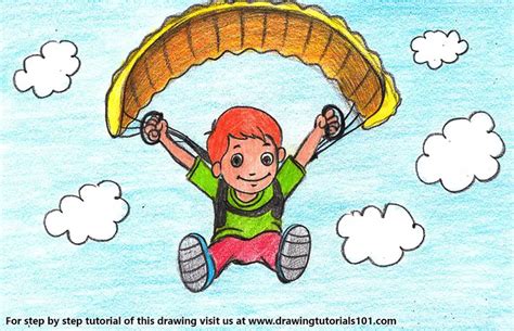 Parachute Man Colored Pencils Drawing Parachute Man With Color