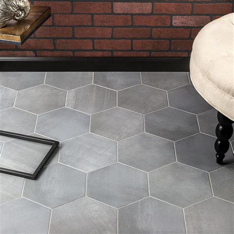 Hexagon Gray 9875 In X 11375 In X 10mm Matte Porcelain Floor And