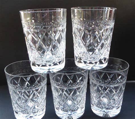 Set Of Five Vintage Stuart Crystal Whisky Glasses Or Tumblers Possibl Iconic Edinburgh