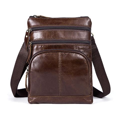 Vintage New Genuine Leather Casual Mini Bag Mens Cross Body Shoulder