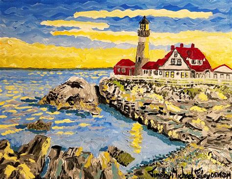 Portland Head Lighthouse Landscape Painting By Timothy Foley Pixels