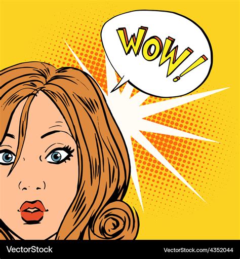 Wow Surprise Girls Pop Art Comics Retro Style Vector Image