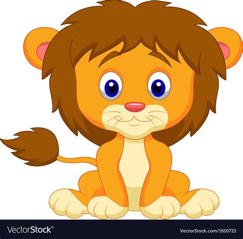 Baby Lion Cartoon Sitting Royalty Free Vector Image