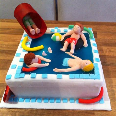 Swimming Pool Cake Pool Party Waterslide Swimming Pool Cake Pool