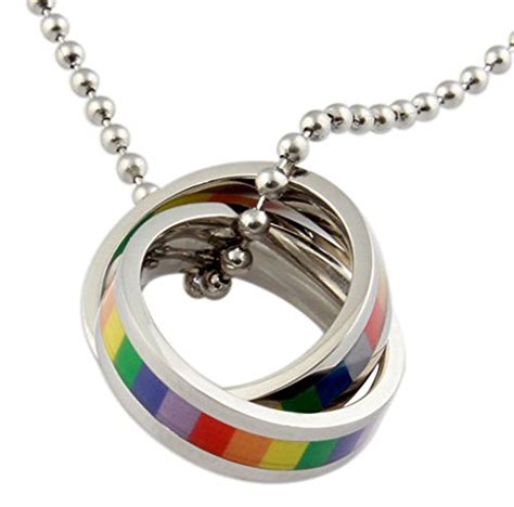 buy moluss double rings cross raibow link love stainless steel pendant gay lesbian pride