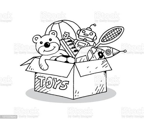 Children Toys In Cardboard Toy Box Stock Illustration Download Image