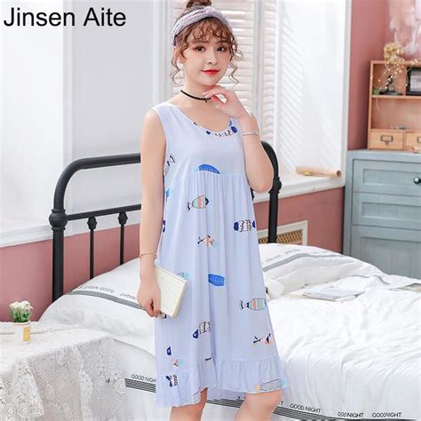 Jinsen Aite Cute Print Loose Comfortable Cotton Women S Nightdress Home Clothes Summer