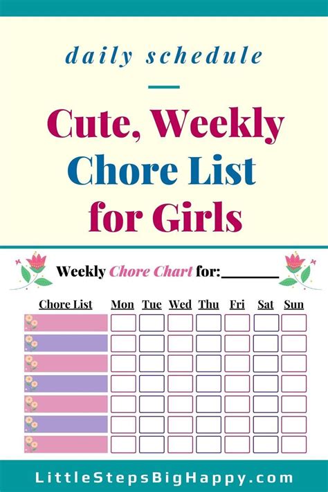 Click To Download This Cute Preschool Chore Chart For Girls Help Your
