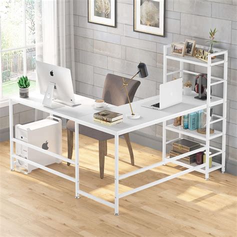 Tribesigns 59 Inch L Shaped Computer Desk Corner Desk With 4 Tier