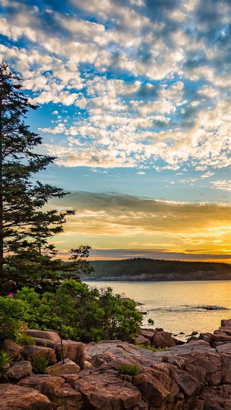 Sunrise From Coast Of Mount Desert Island Maine Inside Acadia National