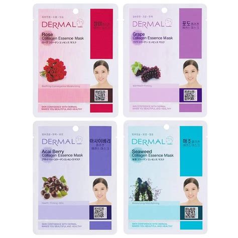 dermal collagen essence full face facial mask sheet 16 combo pack amazon face masks on sale