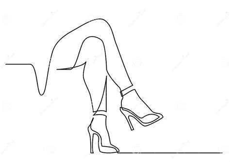 Continuous Line Drawing Of Naked Women Legs In High Heels Stock Vector Illustration Of Posing