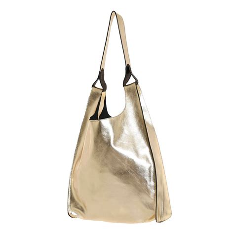 Gold Leather Shoulder Bag Metallic Leather Tote Bag Shiny Etsy