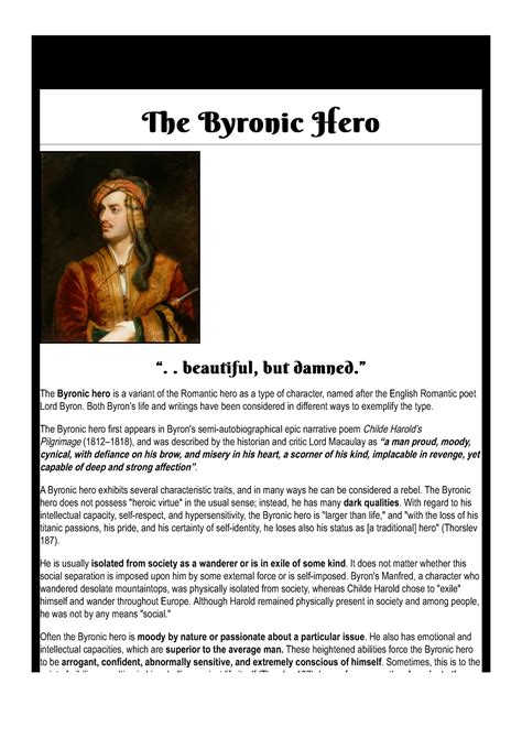 The Byronic Hero Traits The Byronic Herothe Byronic Hero
