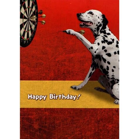 Dalmation Playing Darts Funny Humorous Dog Birthday Card