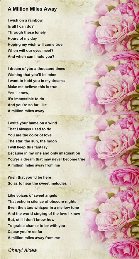 A Million Miles Away A Million Miles Away Poem By Cheryl Aldea