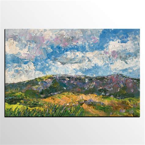 Mountain Blue Sky Painting Oil Painting Landscape Original Etsy