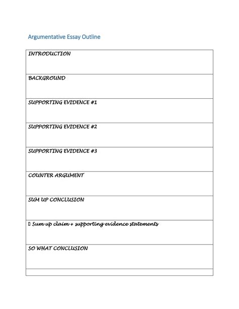 37 Outstanding Essay Outline Templates Argumentative Narrative