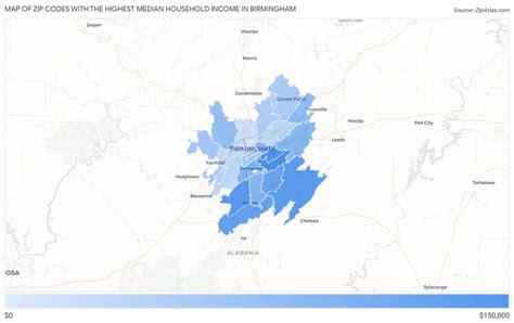 Highest Median Household Income In Birmingham By Zip Code Zip Atlas