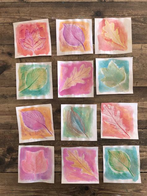 Leaf Rubbings With Crayons And Watercolor Kids Watercolor Kids Art