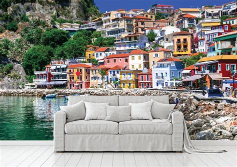 Colourful Greece Wall Mural Peel And Stick Wall Mural Etsy