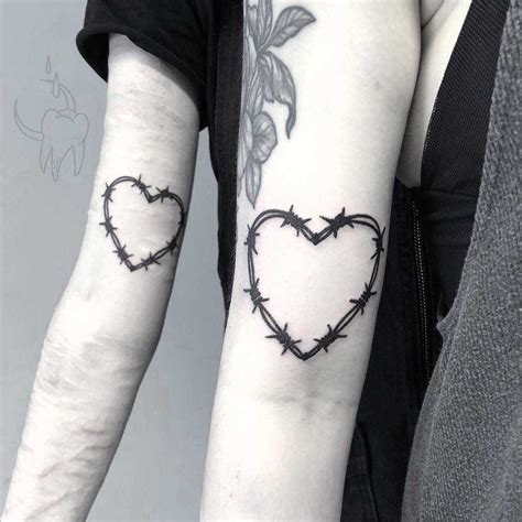Heart Shaped Matching Wire Tattoos With Images Matching Tattoos
