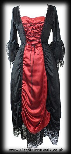 Black And Red Gothic Vampire Corset Dress Womens Gothic Dresses