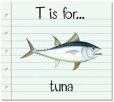 Flashcard Letter T Is For Tuna Flashcard Clip Handwriting Vector
