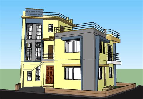 Three Story Modern Bungalow 3d Model Cad Drawing Details Dwg File Cadbull