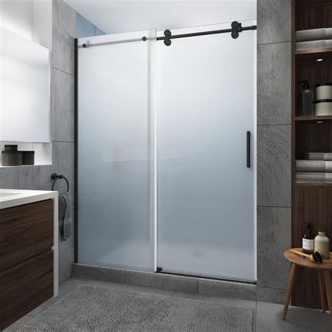 aston coraline xl 44 48 in x 80 in frameless sliding shower door with ultra bright frosted