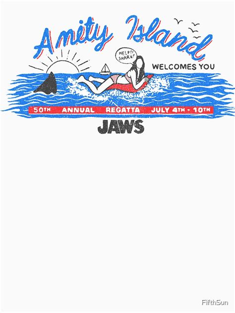 Jaws Amity Island Welcomes You Sketch T Shirt By Fifthsun Redbubble