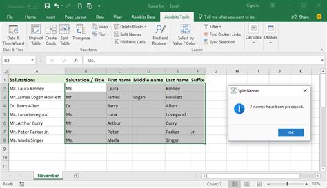 Use Split Names To Separate First And Last Name In Excel