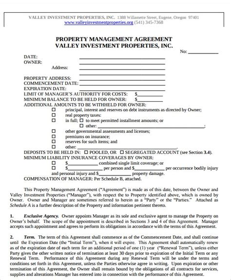 14 Property Management Agreement Templates Pdf Word Free