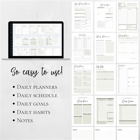 Printable Daily Planner Templates Canva Customizable Planner Etsy