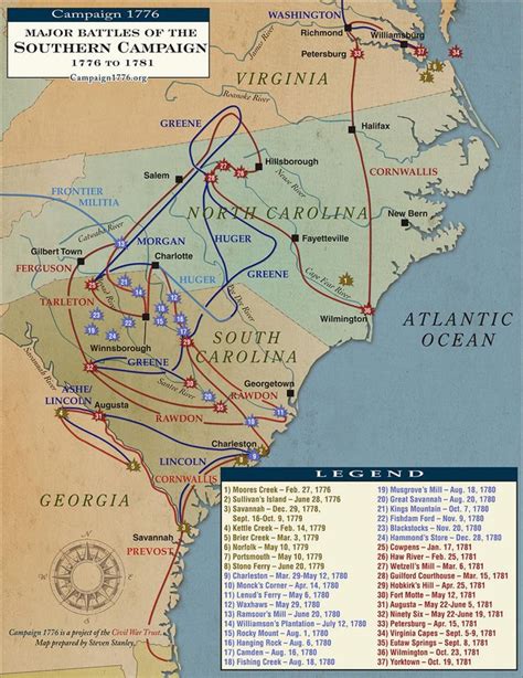 American Revolution Battle Map And Chart