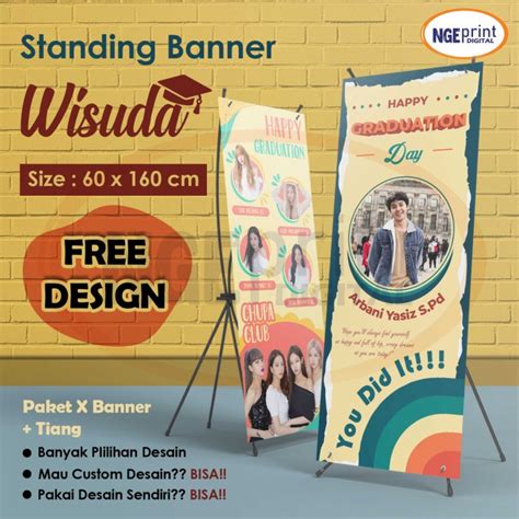 Jual Ready Promo Banner Wisuda Custom Free Design Cetak X Banner