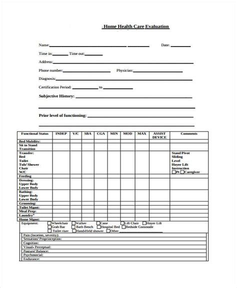 Free 8 Home Evaluation Forms In Pdf