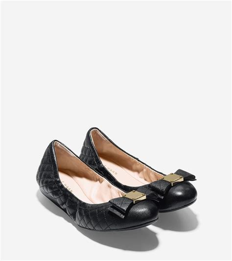 Tali Bow Quilted Ballet Flats In Black Quilted Leather Cole Haan