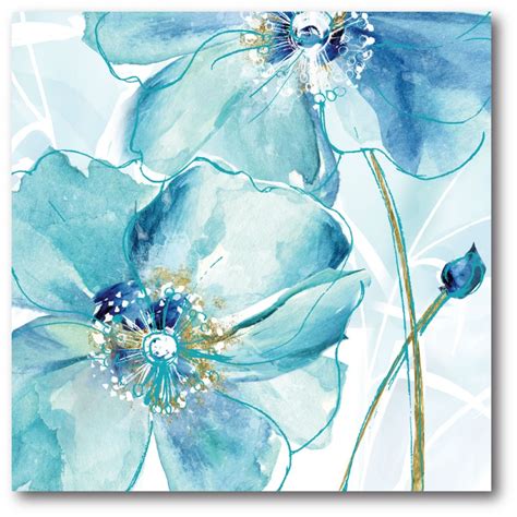 Courtside Market Light Blue Flower I Gallery Wrapped Canvas Wall Art